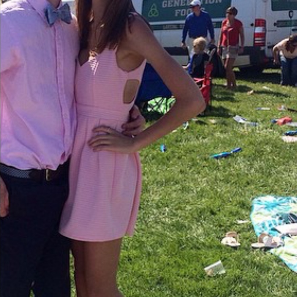 Pink boutique heart cut out dress